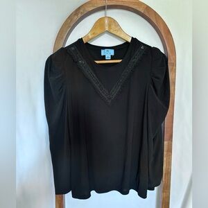 Size M, CeCe, black blouse